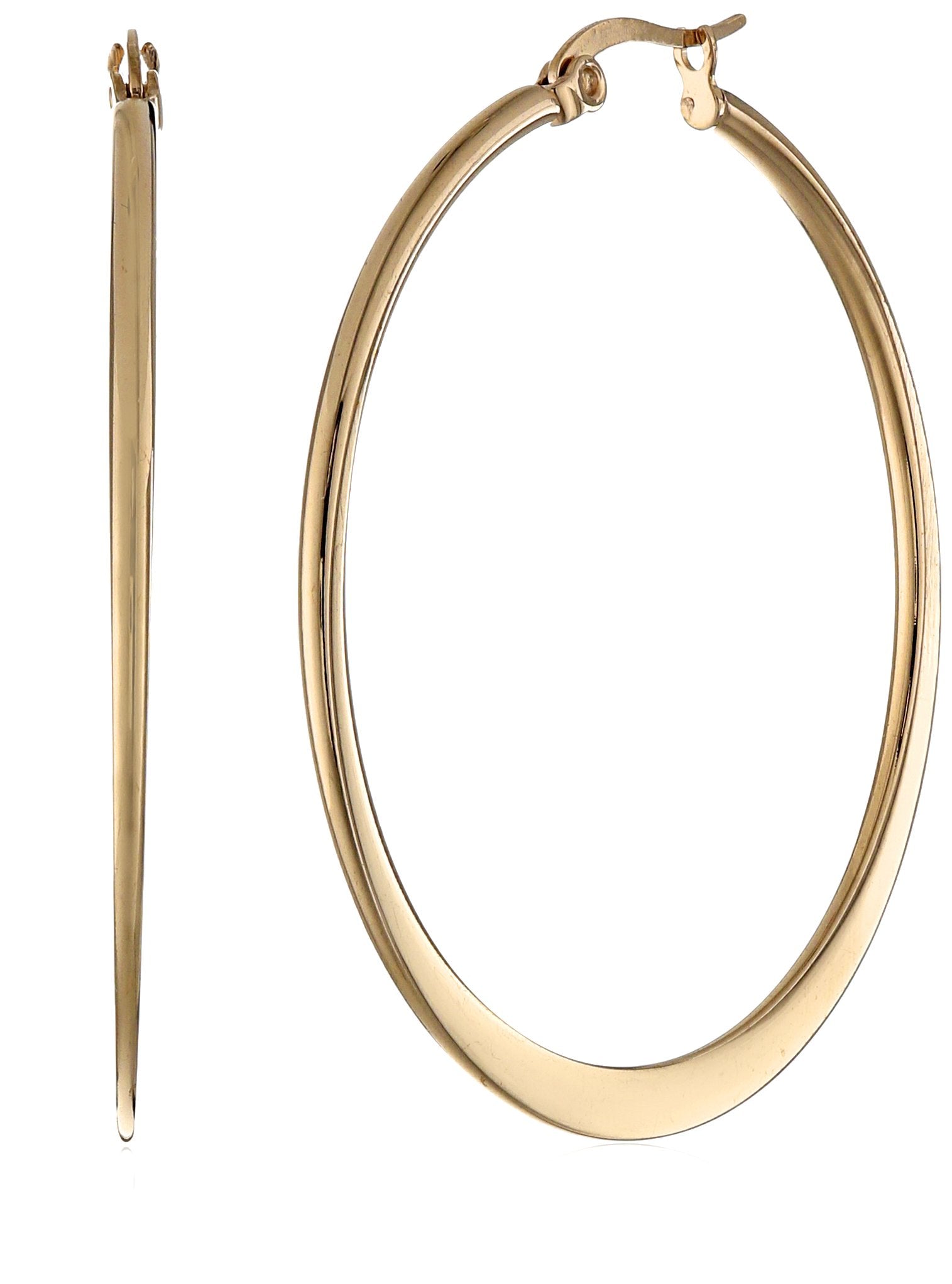 Amazon Essentials Gold Plated or Stainless Steel Flattened Hoop Earrings (previously Amazon Collection)